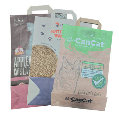 6L 10L Heat Sealed Side Gusset Handle Tofu Cat Litter Bag Custom Print