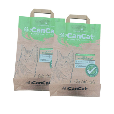 6L 10L Heat Sealed Side Gusset Handle Tofu Cat Litter Bag Custom Print