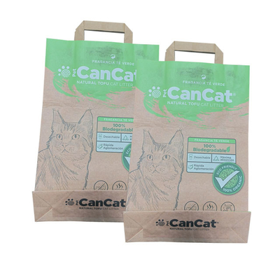 ถุงบรรจุภัณฑ์กระดาษคราฟท์ 6L 10L 12L Cat Litter Poop Bags ปิดผนึกด้วยความร้อน