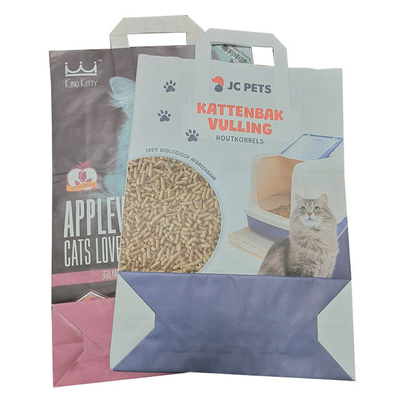 Grease Paper Charcoal Cat Litter ถุงคราฟท์ย่อยสลายได้สองชั้นพร้อมหูหิ้ว
