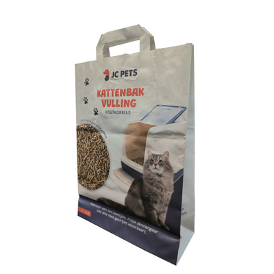 Grease Paper Charcoal Cat Litter ถุงคราฟท์ย่อยสลายได้สองชั้นพร้อมหูหิ้ว