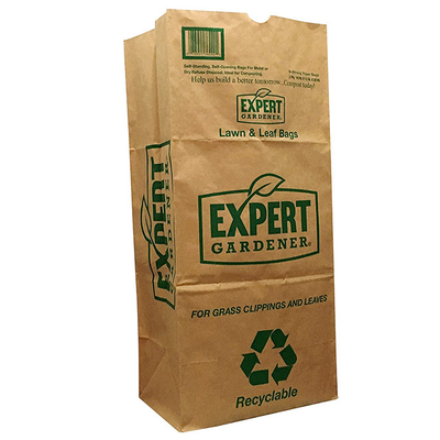 ถุงกระดาษคราฟท์สนามหญ้าขนาดใหญ่ 2 ชั้น Yard Waste Paper ถุงขยะกันความชื้น