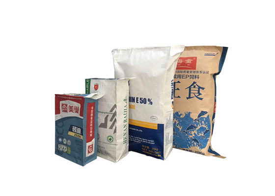 25 กก. 50 กก. พิมพ์โลโก้ 3 ชั้น Multiwall ถุงกระดาษคราฟท์ถุงกระดาษคราฟท์วาล์ว