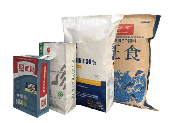 25 กก. 20 กก. Multiwall ถุงกระดาษคราฟท์อาหารเกรดแป้งมันฝรั่งน้ำตาลบรรจุภัณฑ์