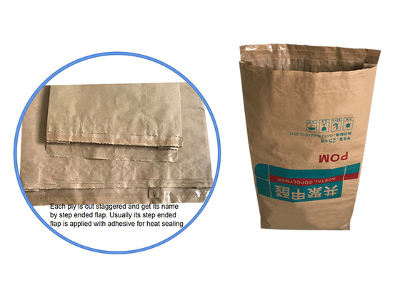 25 กก. 20 กก. 2 ชั้นหรือ 3 ชั้น + PE Liner Multiwall Paper Bags กระสอบกระดาษคราฟท์สีน้ำตาล