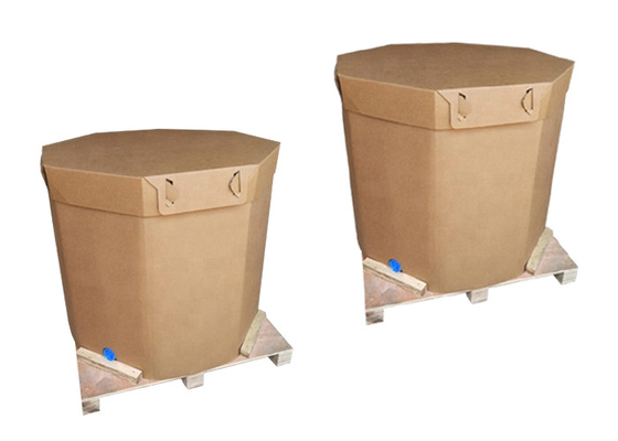 บรรจุภัณฑ์กระดาษเหลวรีไซเคิล IBC ถังคอนเทนเนอร์ 220l พร้อมวาล์ว