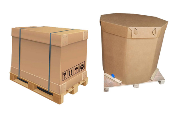 กระดาษทิ้งแบบพับได้ 1000 Ltr IBC คอนเทนเนอร์กล่องบรรจุภัณฑ์เกรดอาหารที่ยืดหยุ่นได้