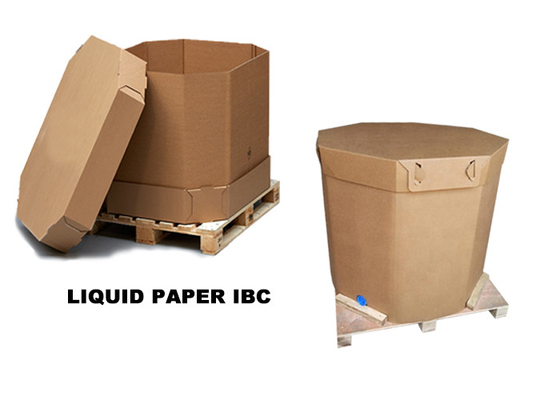 บรรจุภัณฑ์กระดาษเหลวรีไซเคิล IBC ถังคอนเทนเนอร์ 220l พร้อมวาล์ว