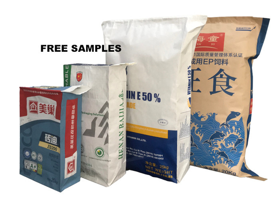 อุตสาหกรรมทอคอมโพสิตถุงกระดาษคราฟท์รีไซเคิลกันน้ำ 15 กก. 25 กก. 3ply