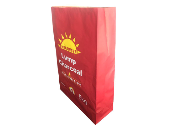 Briquette BBQ Charcoal Bag ถุงบรรจุภัณฑ์สีน้ำตาล 5 กก. วัสดุกระดาษคราฟท์